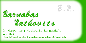 barnabas matkovits business card